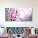 1 Panel Abstract Tree Red Flower Unframed Wall Canvas Art | Octo Treasures