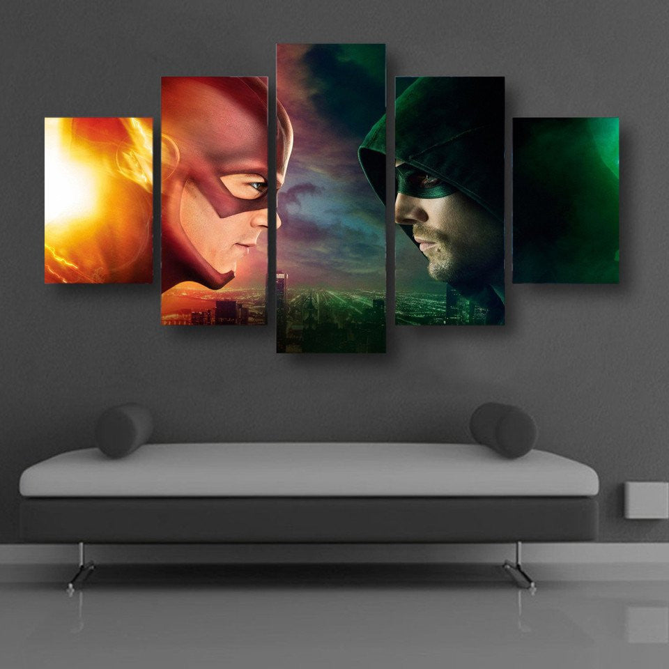5 Panel Flash Arrow The Fladh Framed Wall Canvas Art | Octo Treasures