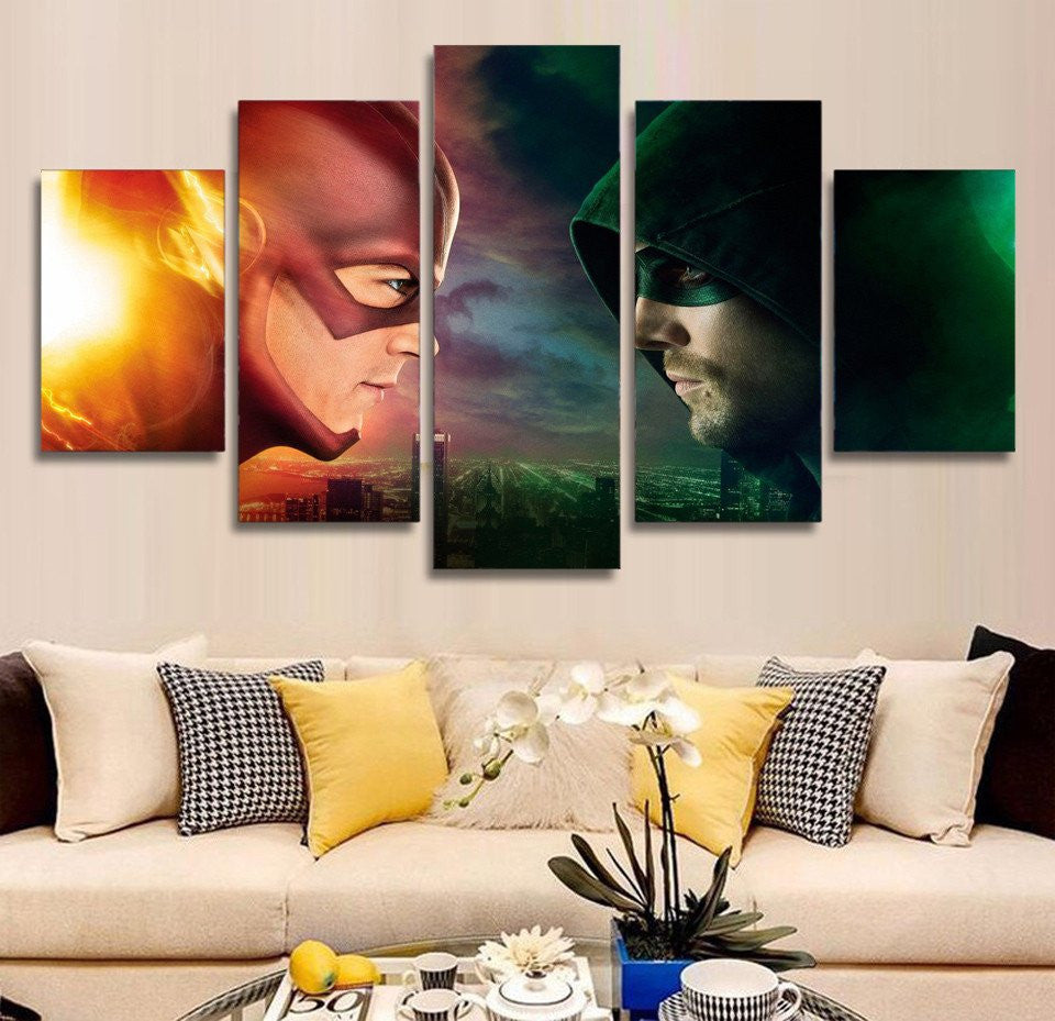 5 Panel Flash Arrow The Fladh Framed Wall Canvas Art | Octo Treasures