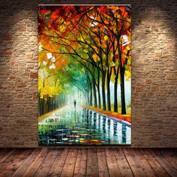 1 Panel The Vibrant Autumn Street Trees Unframed Wall Canvas Art | Octo Treasures