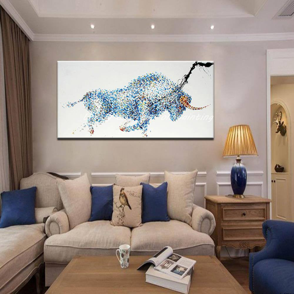 1 Panel Abstract Strong Bull Unframed Wall Canvas Art | Octo Treasures