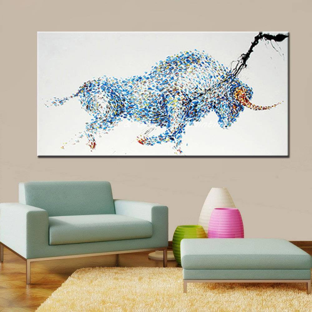 1 Panel Abstract Strong Bull Unframed Wall Canvas Art | Octo Treasures