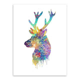 Watercolor Deer Head Abstract Animal Unframed Wall Canvas Art | Octo Treasures