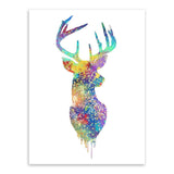 Watercolor Deer Head Abstract Animal Unframed Wall Canvas Art | Octo Treasures