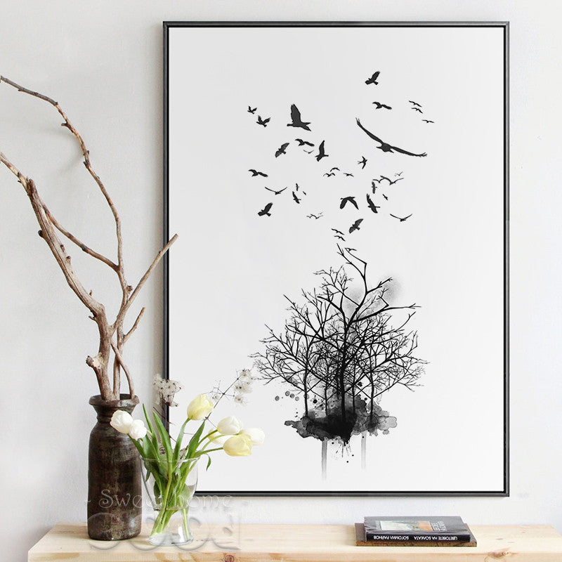 Nordic Landscape Tree Giclee Print Unframed Wall Canvas Decor | Octo Treasures