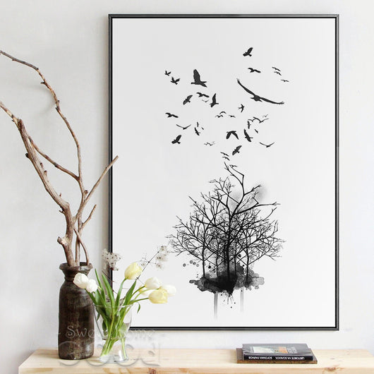 Nordic Landscape Tree Giclee Print Unframed Wall Canvas Decor | Octo Treasures