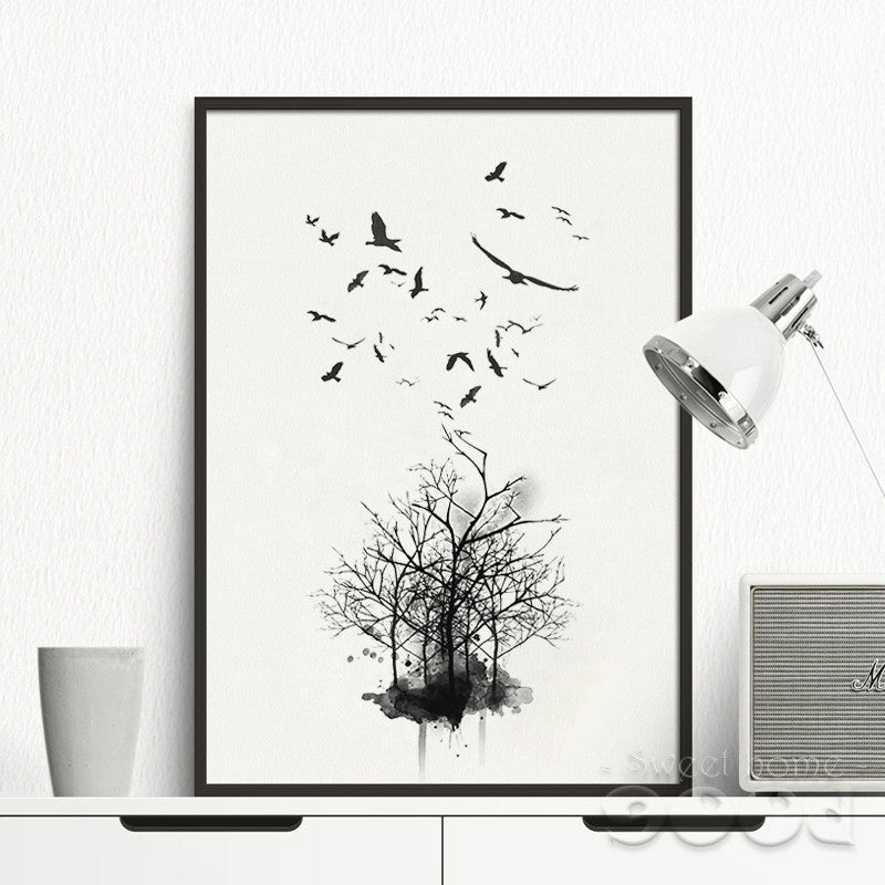 Nordic Landscape Tree Giclee Print Unframed Wall Canvas Decor | Octo Treasures