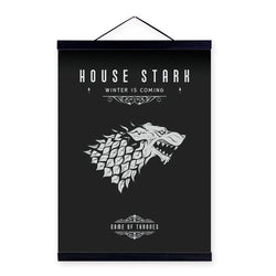 Modern Pop Movie Game Of Thrones Black White Stark Wooden Framed Canvas Painting Home Decor Wall Art Print Picture Poster Scroll | Octo Treasures
