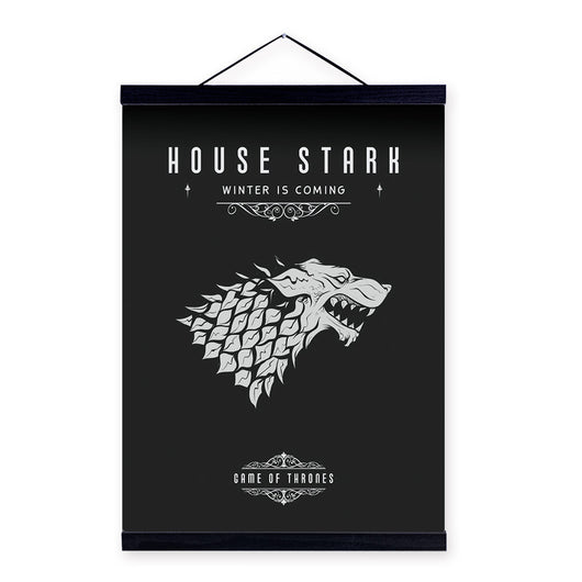 Modern Pop Movie Game Of Thrones Black White Stark Wooden Framed Canvas Painting Home Decor Wall Art Print Picture Poster Scroll | Octo Treasures