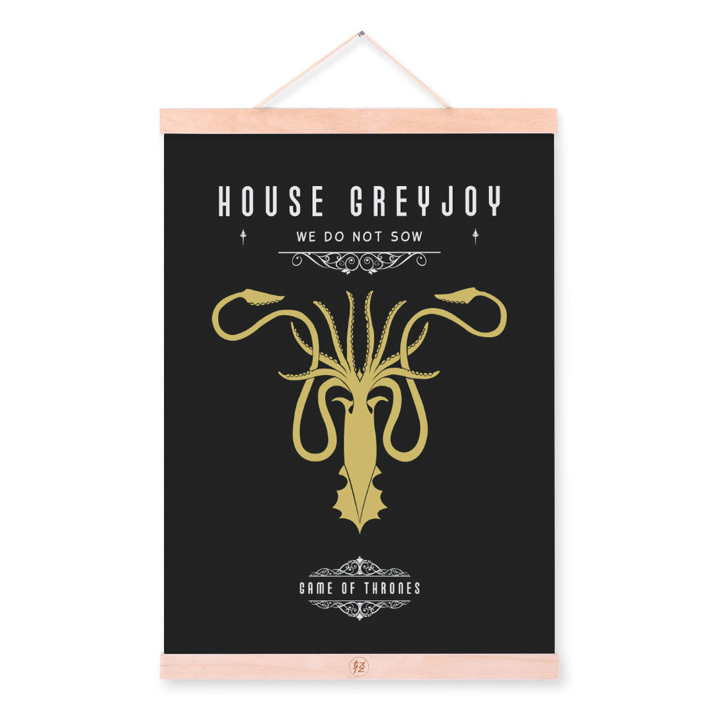 Modern Pop Movie Game Of Thrones House Wooden Framed Canvas Painting Living Room Bar Decor Wall Art Print Picture Poster Scroll | Octo Treasures