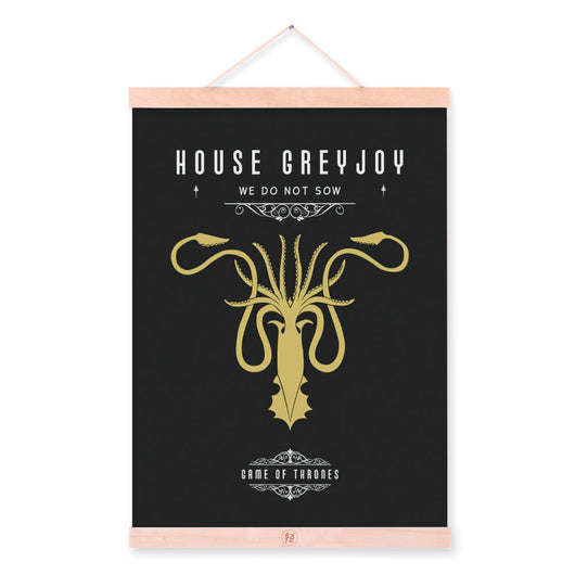 Modern Pop Movie Game Of Thrones House Wooden Framed Canvas Painting Living Room Bar Decor Wall Art Print Picture Poster Scroll | Octo Treasures