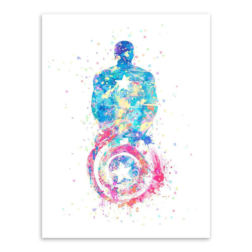 Original Watercolor Marvel Comics And DC Comics Superheroes Unframed Wall Canvas | Octo Treasures