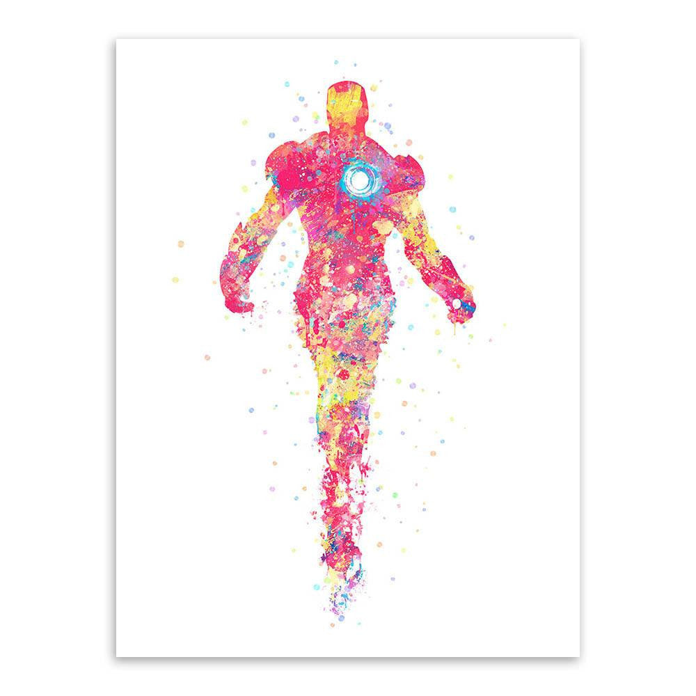 Original Watercolor Marvel Comics And DC Comics Superheroes Unframed Wall Canvas | Octo Treasures