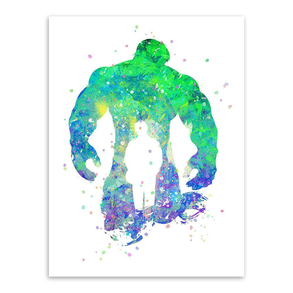 Original Watercolor Marvel Comics And DC Comics Superheroes Unframed Wall Canvas | Octo Treasures