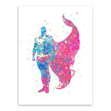 Original Watercolor Marvel Comics And DC Comics Superheroes Unframed Wall Canvas | Octo Treasures