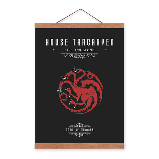Modern Pop Movie Game Of Thrones House Wooden Framed Canvas Painting Living Room Home Decor Wall Art Print Picture Poster Scroll | Octo Treasures