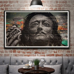 1 Panel Graffiti Wall Bricks Salvador Dali Portrait Moustache Unframed Poster | Octo Treasures