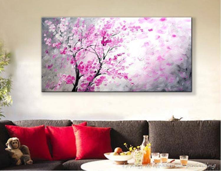 1 Panel Abstract Tree Red Flower Unframed Wall Canvas Art | Octo Treasures