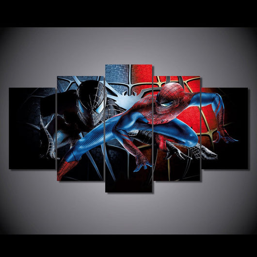 5 Piece Multi Panel Modern Home Decor Framed Spiderman Wall Canvas Art | Octo Treasures