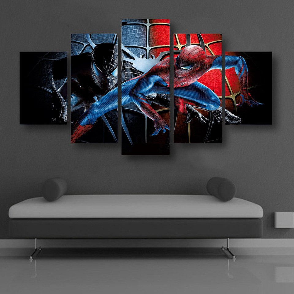 5 Piece Multi Panel Modern Home Decor Framed Spiderman Wall Canvas Art | Octo Treasures