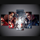 5 Panel Captain America Civil War Framed Canvas Wall Art | Octo Treasures