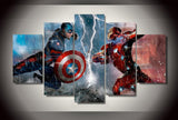 5 Panel Captain America Civil War Fighting Framed Wall Canvas Art | Octo Treasures