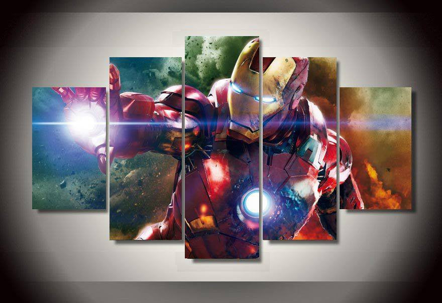 5 Panel Iron Man Framed Wall Canvas Art | Octo Treasures