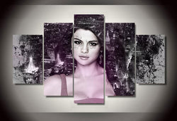 5 Panel Selena Gomez Framed Wall Canvas Art | Octo Treasures