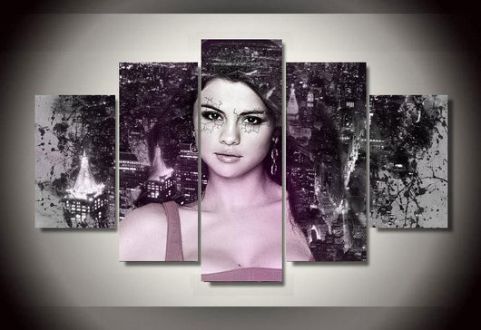5 Panel Selena Gomez Framed Wall Canvas Art | Octo Treasures