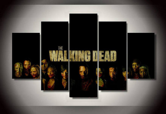 5 Panel Walking Dead Group Framed Wall Canvas Art | Octo Treasures