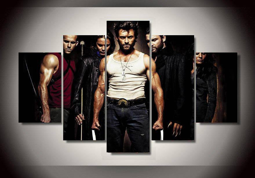 5 Panel Wolverine Framed Wall Canvas Art | Octo Treasures