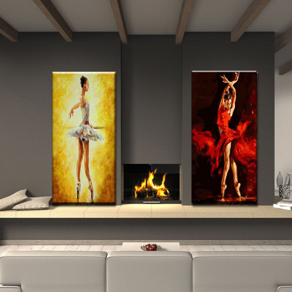 2 Panel Abstract Ballet Girl Palette Unframed Wall Art | Octo Treasures