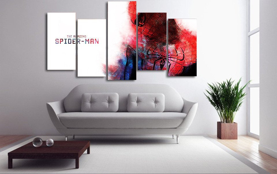 5 Panel Amazing Spiderman Framed Wall Canvas Art | Octo Treasures