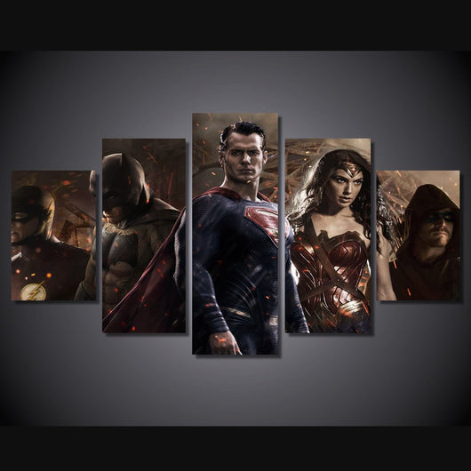 5 Panel Batman vS Superman Dawn of Justice Framed Wall Canvas Art | Octo Treasures
