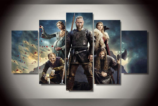 5 Panel Vikings Film Framed Wall Canvas Art | Octo Treasures