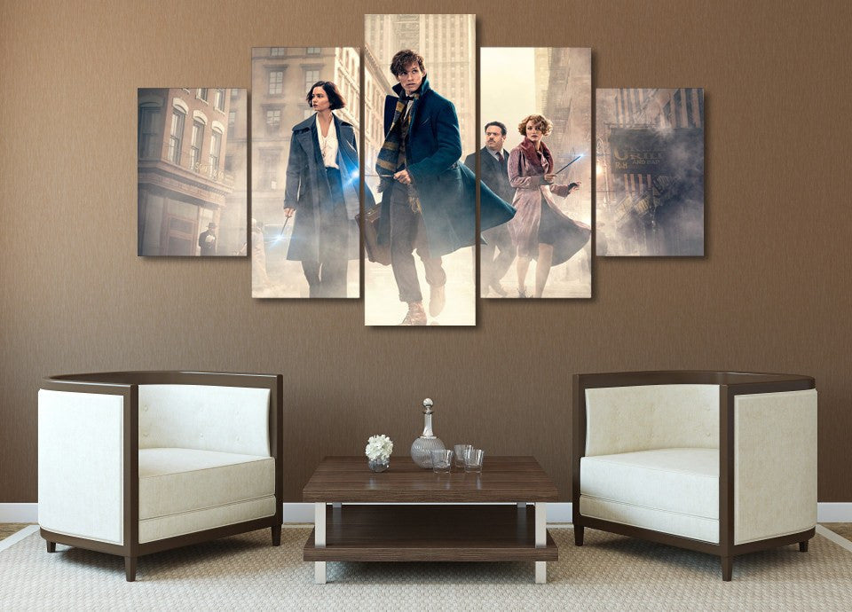 5 Panel Fantastic Beasts And Where To Find Them Framed Wall Canvas Art | Octo Treasures