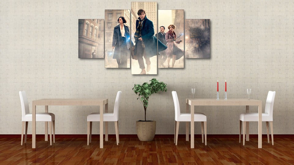 5 Panel Fantastic Beasts And Where To Find Them Framed Wall Canvas Art | Octo Treasures