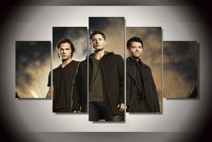 5 Panel Supernatural TV Series Framed Wall Canvas Art | Octo Treasures