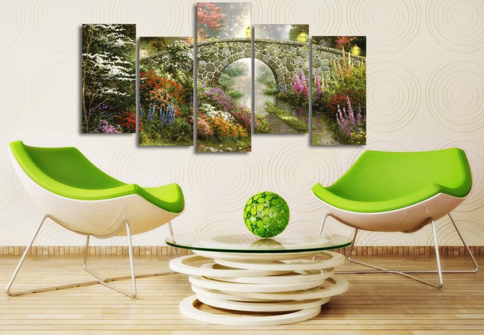 5 Panel Fairy Landscape Framed Wall Canvas Art | Octo Treasures