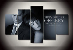 5 Panel Fifty Shades of Grey Framed Wall Canvas Art | Octo Treasures