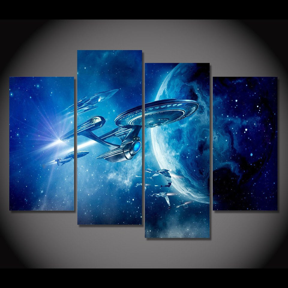 Star Trek Starship Enterprise Framed 4 Panel Canvas | Octo Treasures