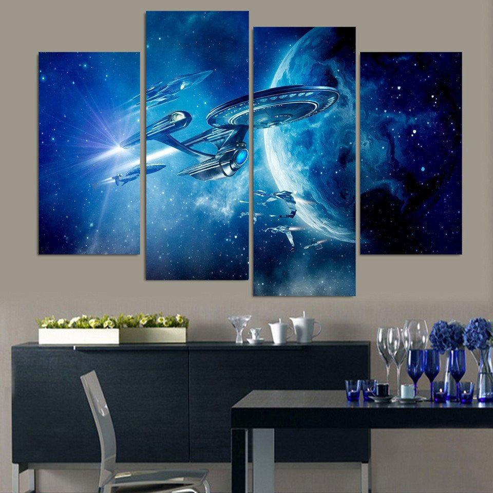 Star Trek Starship Enterprise Framed 4 Panel Canvas | Octo Treasures