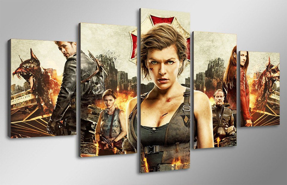 5 Panel Resident Evil The Final Chapter Framed Wall Art Canvas | Octo Treasures