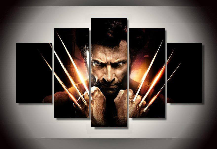 5 Panel Wolverine Claws Framed Wall Art Canvas | Octo Treasures