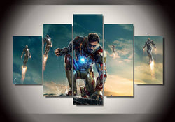 5 Panel Iron Man Super Hero Framed Wall Canvas Art | Octo Treasures