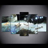 5 panel Orbital Warfare Framed Wall Canvas Art | Octo Treasures