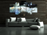 5 panel Orbital Warfare Framed Wall Canvas Art | Octo Treasures