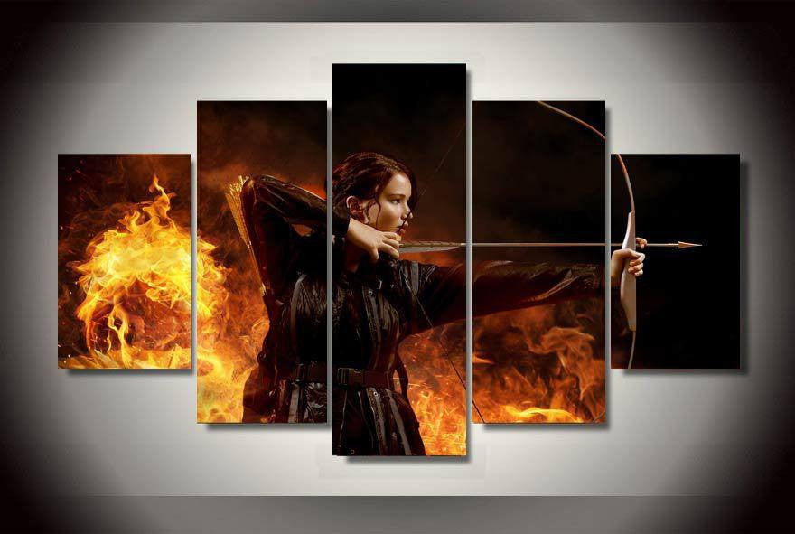 5 Panel Hunger Games Arrow Framed Wall Canvas Art | Octo Treasures