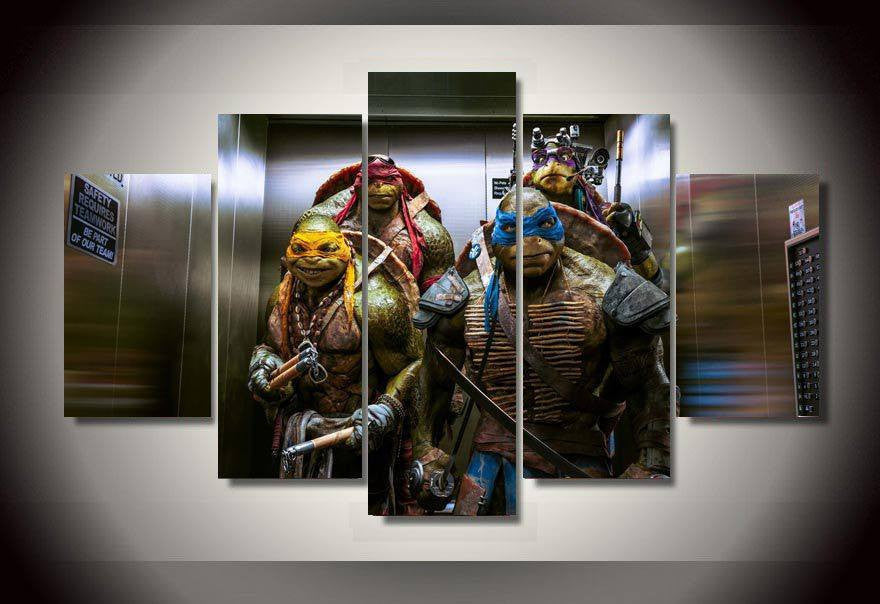 5 Panel Teenage Mutant Ninja Turtles Framed Wall Canvas Art | Octo Treasures