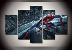 5 Panel Super Hero Spider Man Climbing Framed Wall Canvas Art | Octo Treasures